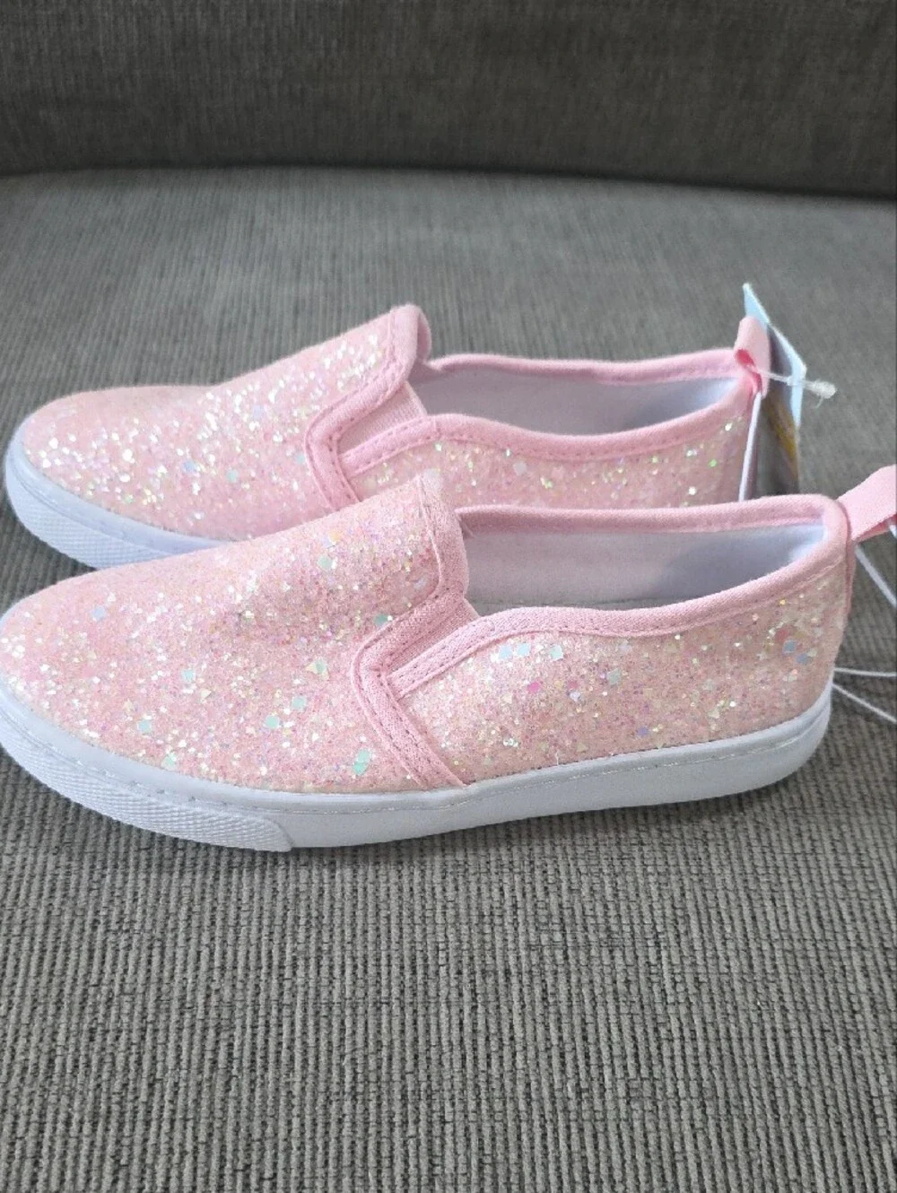 Cat & Jack Girls Pink Glitter Slip-On Madagan Shoes, NWT, Size 12.